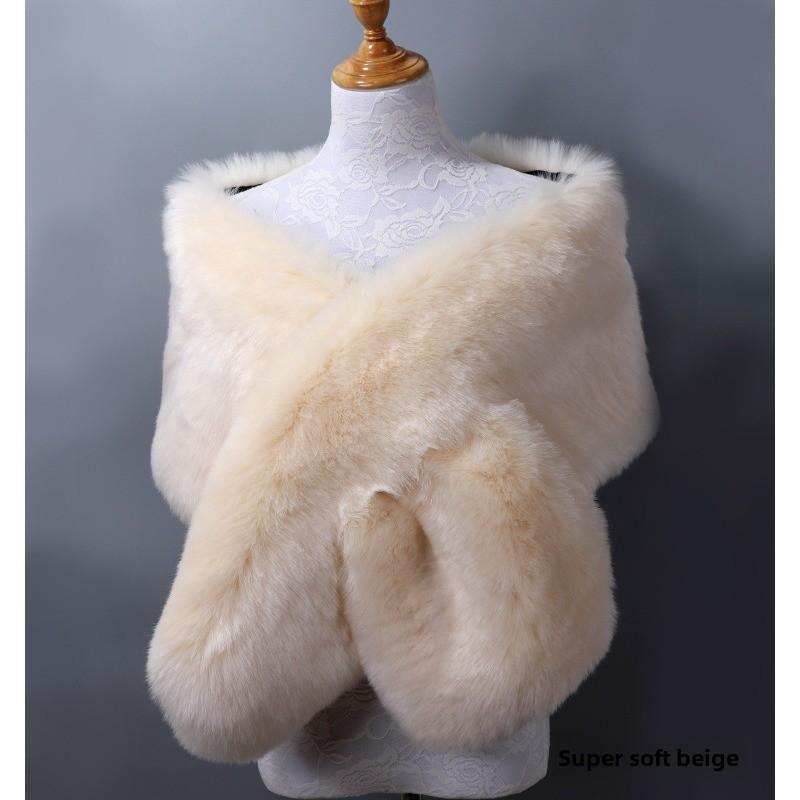Autunno Inverno di Alta Qualità Lungo Nuovo Pelliccia Sintetica Capelli di Volpe Abito da Sposa da Sera Ispessito Scialle Grande Mantella sciarpa Sciarpa da Donna