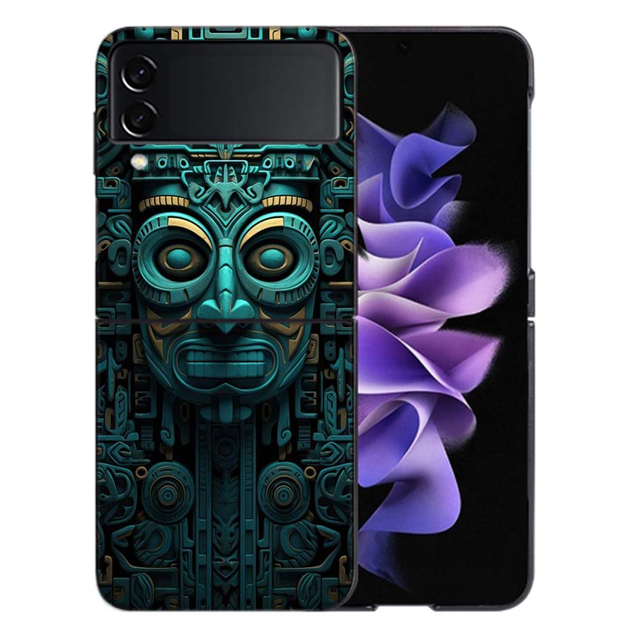 Aztec Maya Stone Coque For Samsung Z Flip7 6 Galaxy Case Shockproof Z Flip5 Z Flip3 4 5G Hard Cover Phone TPU PC Hard Funda