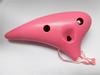 TNG Ocarina, 12-Hole Alto, Pink, Plastic, C Key, AC (with Strap), with Brass Tube, Resin, Pink