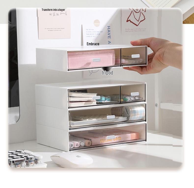 Multi-layer Transparent Acrylic Makeup & Stationery Organizer with Drawer Compartments