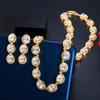 Exquisite Zircon Necklace Earrings Set, Environmentally Friendly Copper Electroplated Real Gold Chain Set, Bridal Wedding Accessories Jewelry