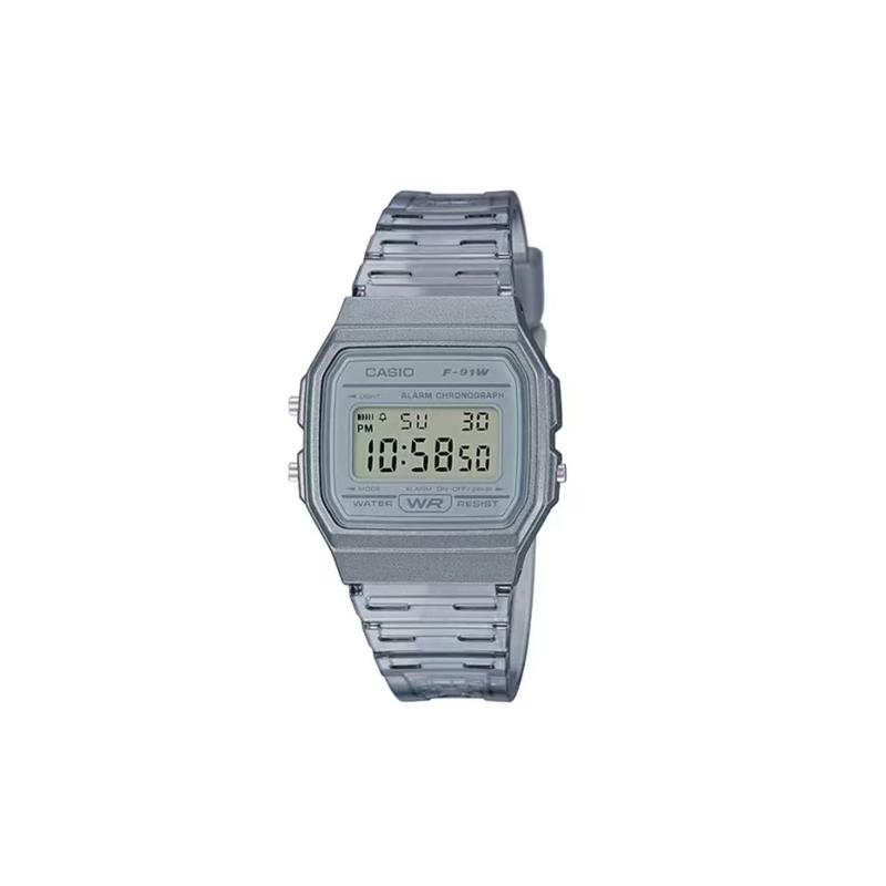 CASIO Customized watch modified series purple mirror gray resin case waterproof 200 meters F-91WS-8 modified-entropy F-91WS-BaiSeBiaoPanHeSeBiaoJing
