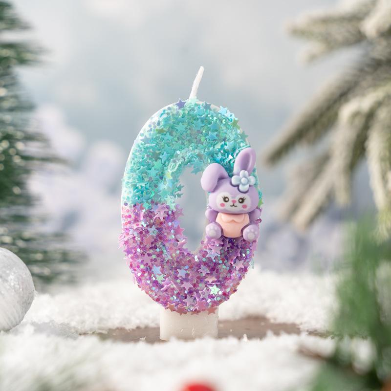 Creative Cute Cartoon Purple Bunny Digital Birthday Candle Children's Party Atmosphere Cake Decoration