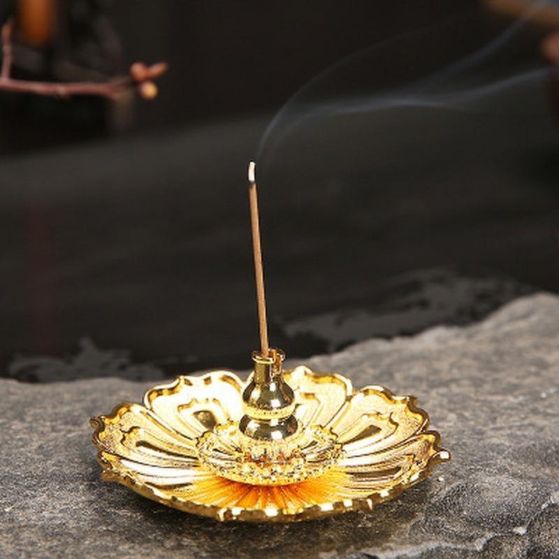 1 PC Incense Burner Lotus Shape Metal Burner Holder Incense Plate Stick Cone Incense Aromatherapy Craft