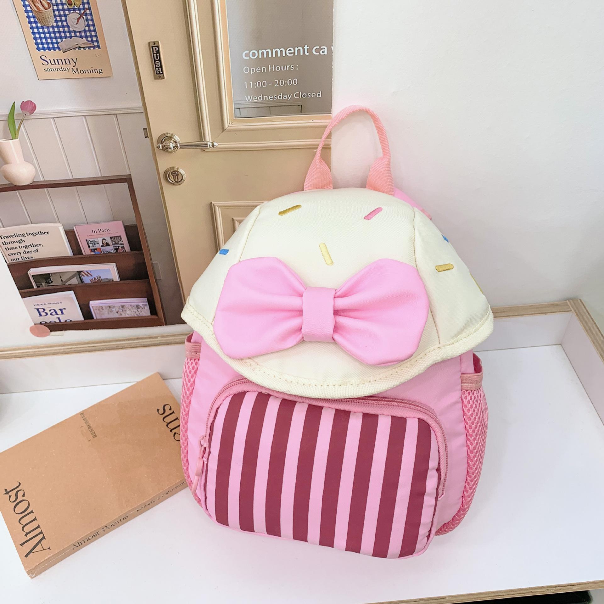 

Bowknot Mushroom Dinosaur Bag Cartoon Backpack With Adjustable Straps Shoulder рожевий