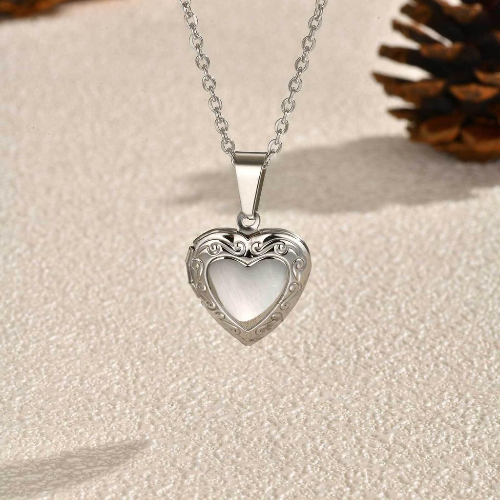 Cubic Zirconia Heart Locket Necklace for Women, Stainless Steel Openable Love Shape Pendant,18k Gold Plated Birthday Gifts