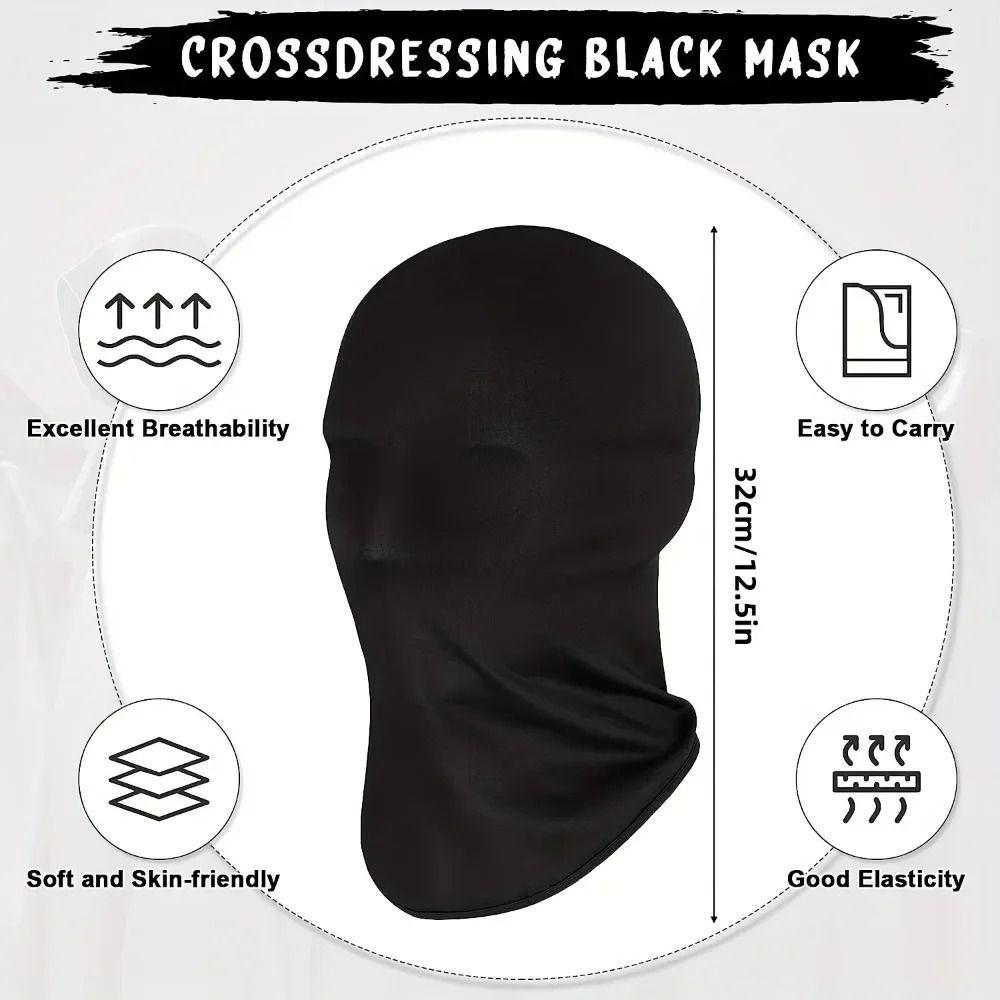 2pcs Black Cosplay Full Mask Breathable Cosplay Head Cover New Hood Cosplay Prop