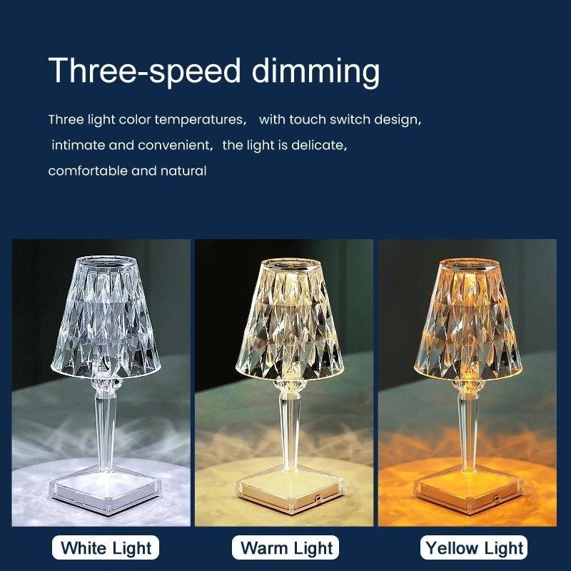 Luminária de mesa com diamante rgb, usb, sensor de toque, decoração acrílica, para quarto, bar, iluminação de cristal, presente, luz noturna led