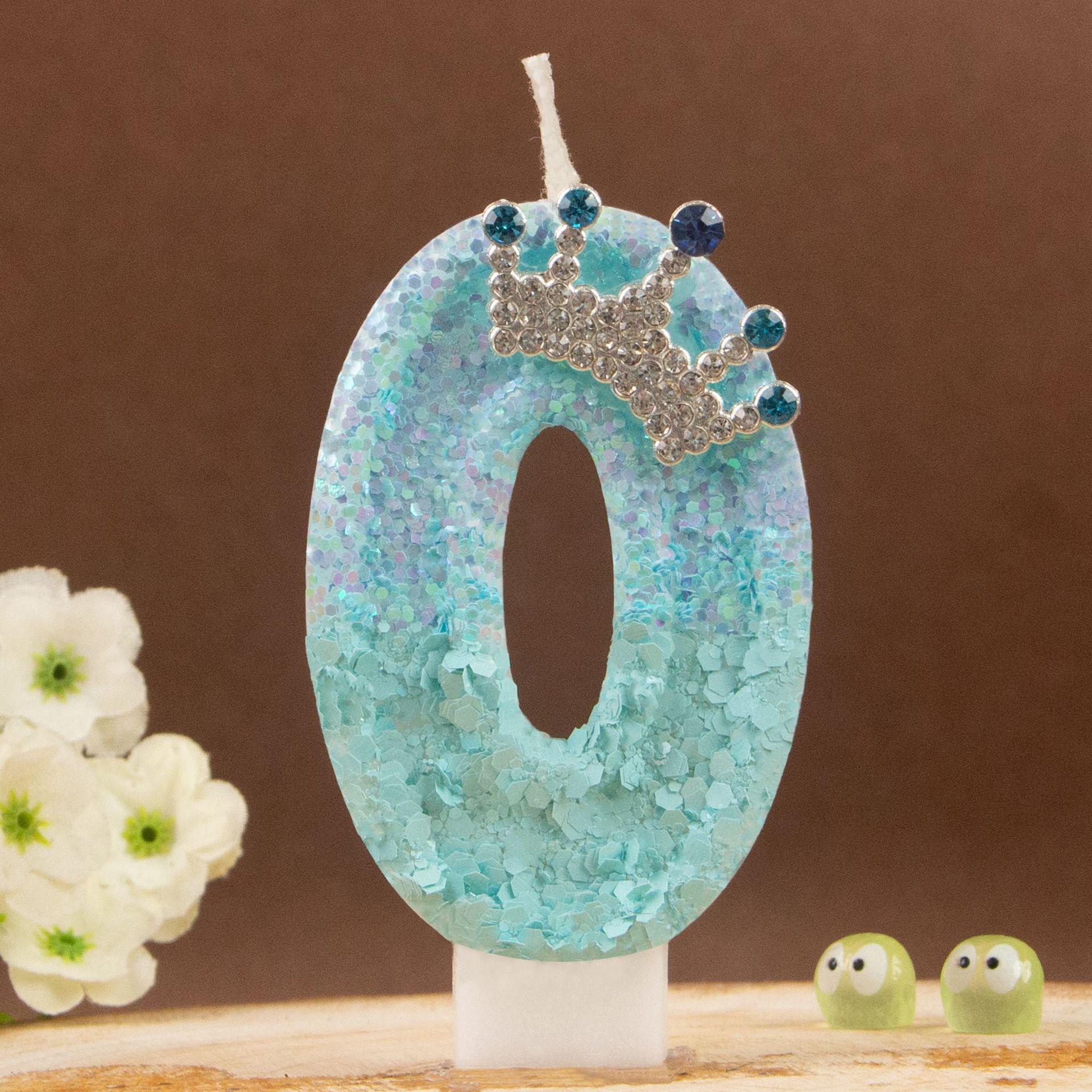 

Blue Crown Number Birthday Cake Candle Topper Creative Number 0-9 Candle Princess Crown Girl 1st Happy Birthday Party Decoration
