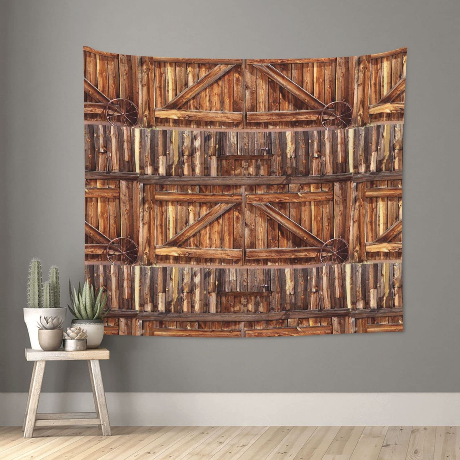 Деревянный гобелен с принтом на дверь сарая в деревенском стиле — фото 10