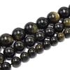 Golden Obsidian Stone Natural Round Beads 15"Strand Smooth Loose Spacer Beads 4/6/8/10/12mm for Jewelry Making DIY Bracelets Accessories