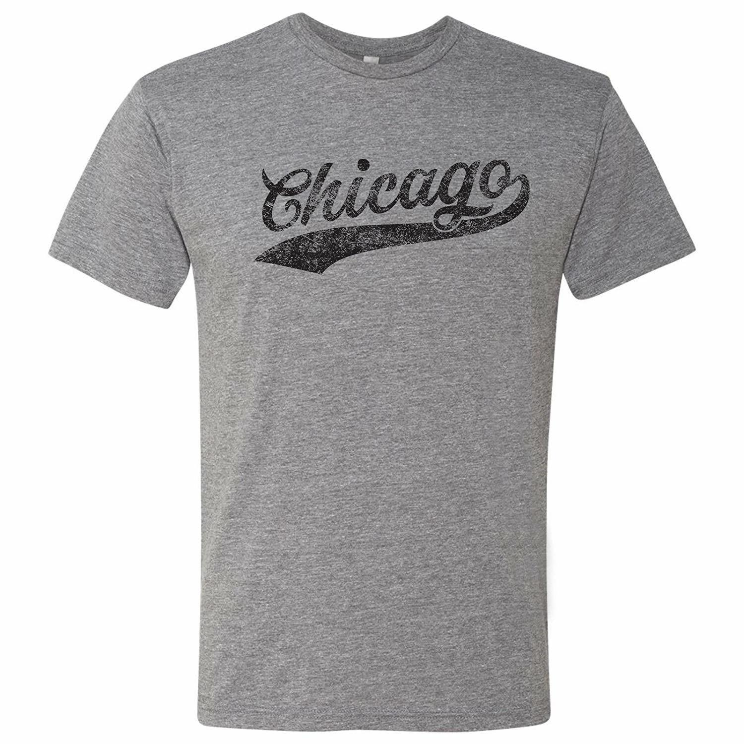 Chicago City Baseball Script - Hometown Pride Triblend T Shirt - Premium Heather 3XL