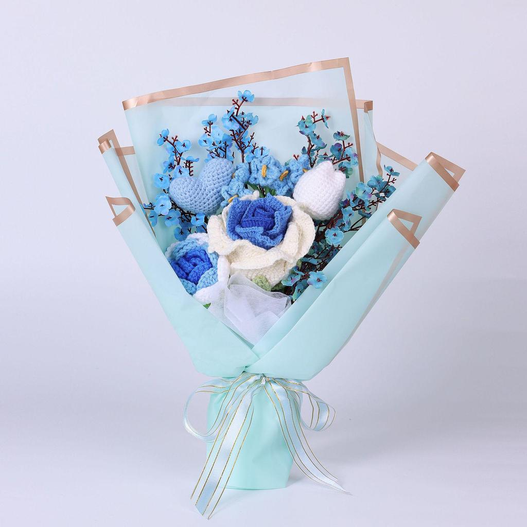 Hand-Knitted Rose Yarn Bouquet - Perfect Birthday or Festival Gift for Friends and Teachers