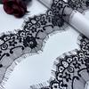 3m x 8cm Black French Chantilly Lace, Non-stretch Narrow Eyelash Lace Trim Fabric for Sewing, Bra, Underwear, Lingerie, Dress, Garment, Crafting