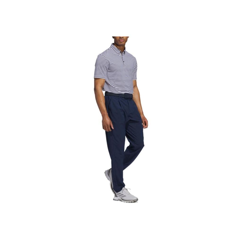 adidas Ultimate365 Ss25 Cómoda Camiseta Polo de Manga Corta a Rayas Simple Versátil Moda para Hombre Camisetas Polo Blanco Azul Marino JP0476