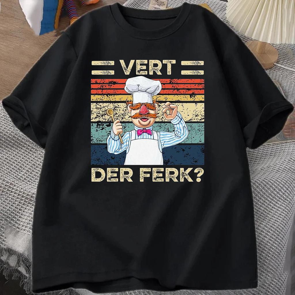 Swedish Chef Retro Vintage TShirt Summer Unisexs Tracksuit Round Neck Pullover Shortsleeved Top Cotton Casual Fashion Streetwear