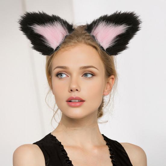 Plush Cat Ear Headband Durable Metal Hairband Versatile Design Hair Hoop Cosplay Props Hair Accessory