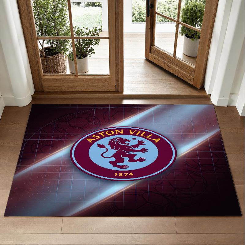 Aston Villa Football Design Crystal Velvet Rug Soft Decorative Mat for Bedroom Entrance