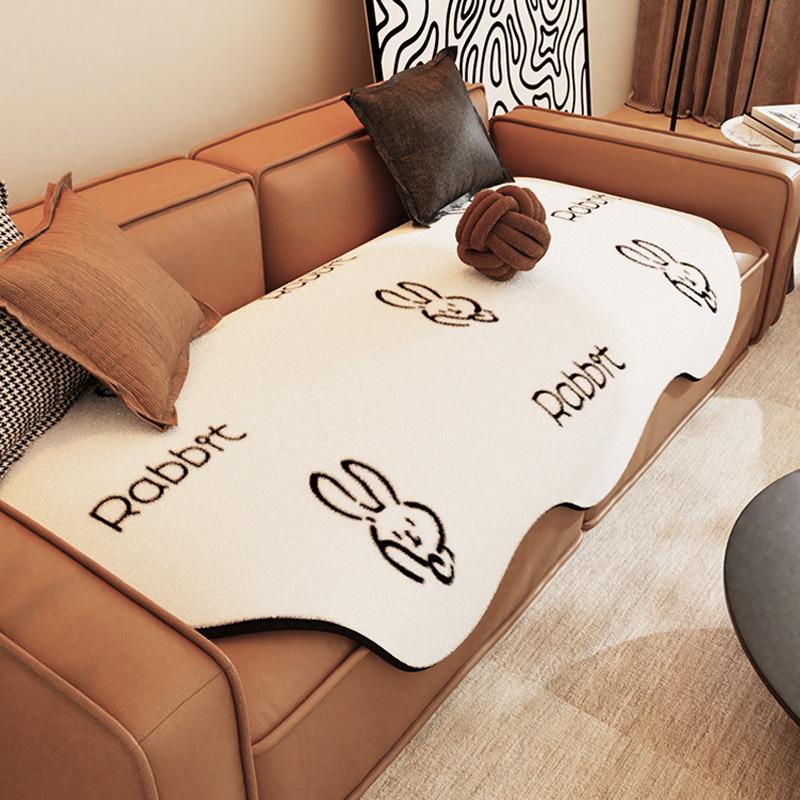 Imitation Rabbit Fur Shaped Sofa Cushion Cartoon Creative Sofa Cushion Cover Cloth Irregular Sofa Towel