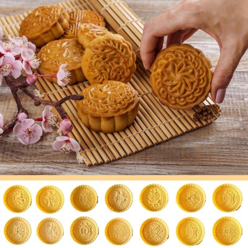 652F 2Pcs Traditional Pattern Cake Mold Cake Decorating Tool Cookie Dessert Mold Hand Press Pastry Mold Baking Accessories
