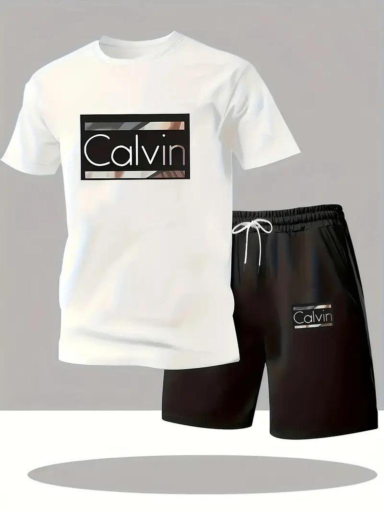 2025 Summer Trendy Men's Round Neck T-Shirt & Sports Shorts Set