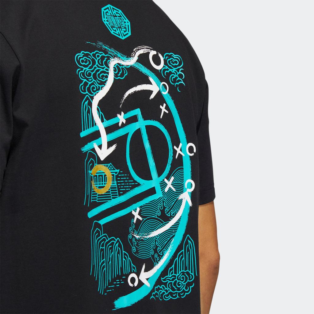 adidas Rose 3 King Tee With Tactical Board Print Basketball Sports Short Sleeve T-Shirt Men Tops Black HI1490