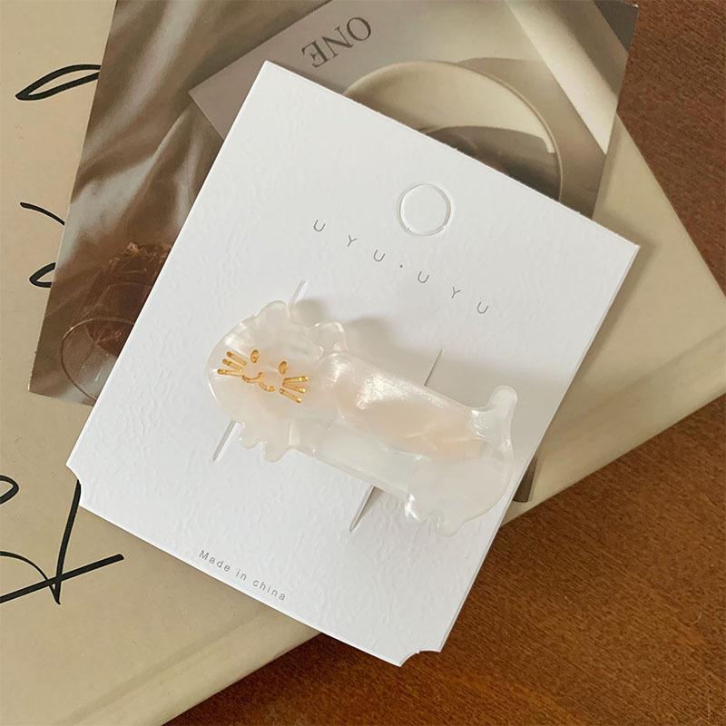 1PC women's cute cat hairpin, banghai edge clip, cute short-legged cat temperament, duckbill clip, fresh hair accessories