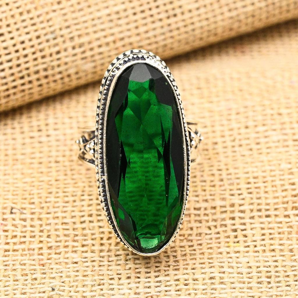 Kromdiopsid Ädelsten 925 Sterling Silver Handgjord Underbar Smyckesring