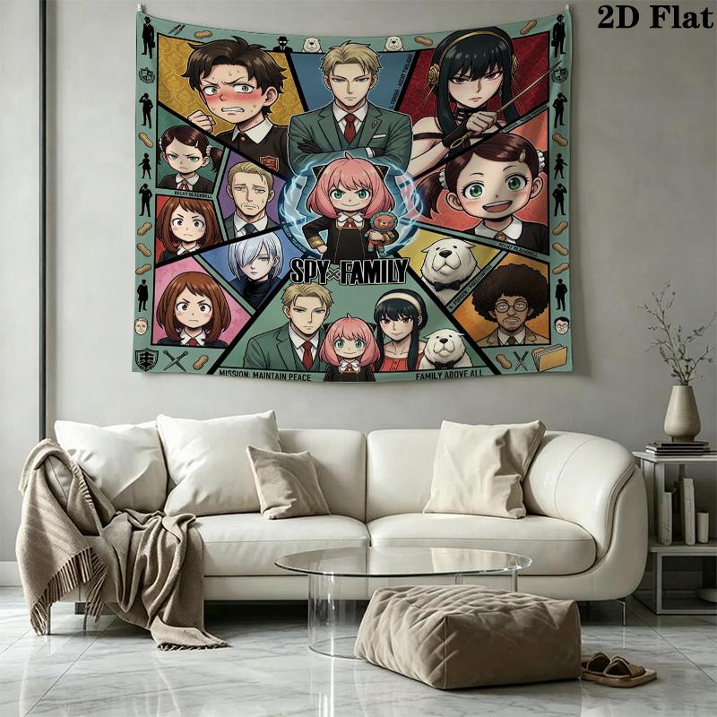 Spy Family Wall Tapestry Aesthetic Wall Hanging Printed Fabric Blanket Decorative Tapestries For Bedroom Living Room Home Decor