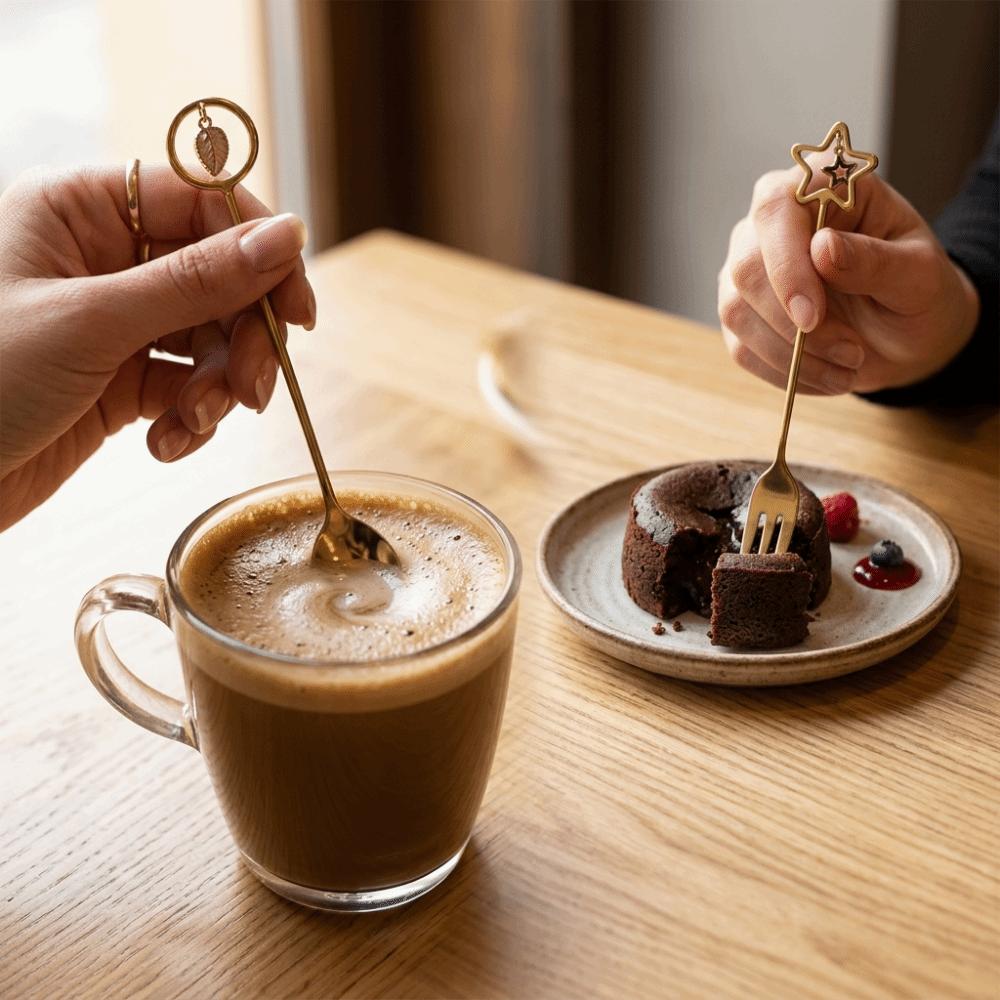 4Pcs Ornament Metal Spoon Rustless Steel Star Pendant Spoon Mini Dessert Spoon For Hotel