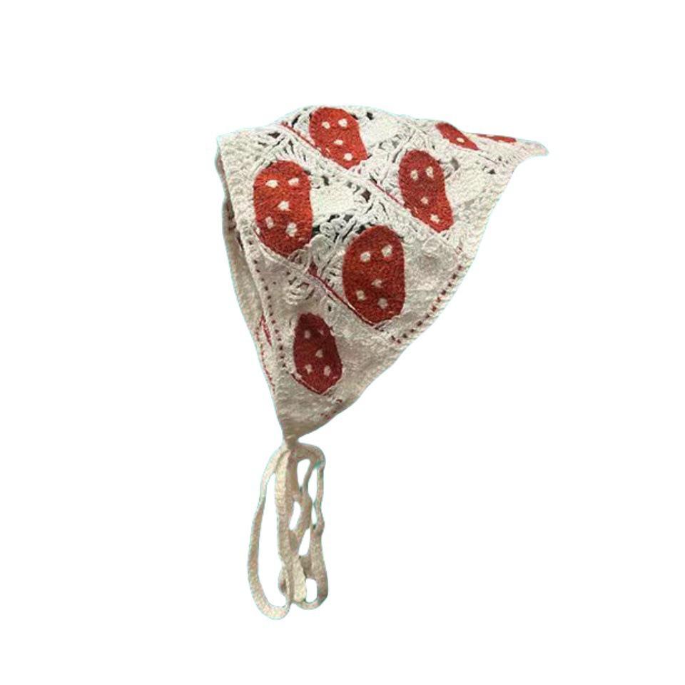 Ręcznie robiona szydełkowa trójkątna chusta na głowę: Francuski Retro, Wszechstronny, Styl Pastoralny