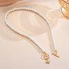 Rhinestone Letter Imitation Pearl Choker Necklace For Women Gold Plated Crystal Initial Pendant Necklace