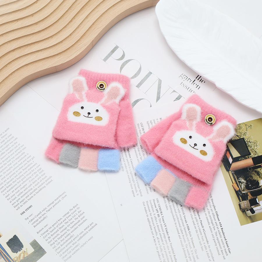 Kids' Winter Fingerless Flip-Top Writing Gloves – Warm Half-Finger Gloves for Boys & Girls