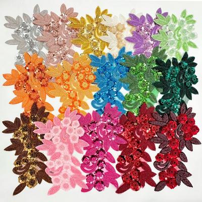 3D Cloth Sticker Sequin Embroidery Patches Decorative Floral Lace Fabrics Applique  Girl
