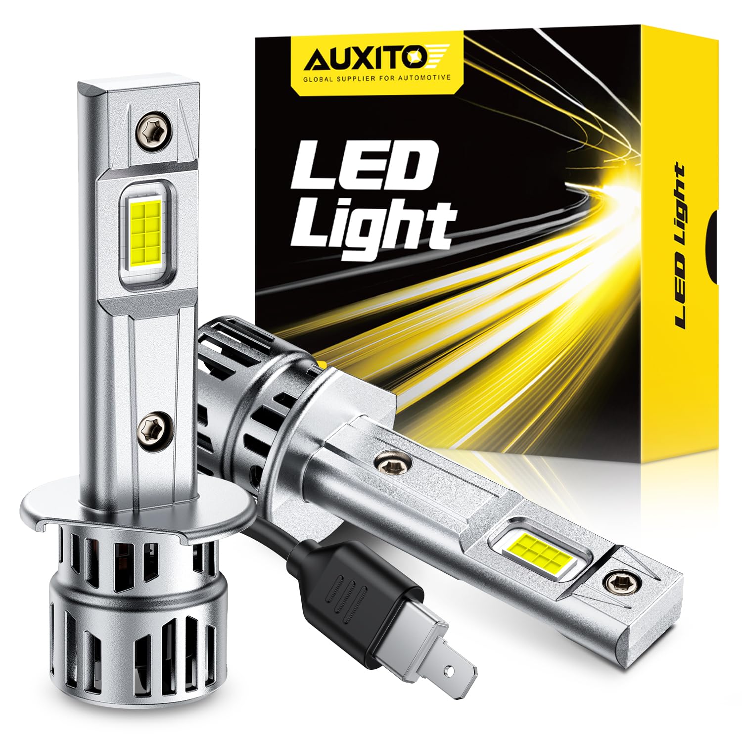 

Светодиодные фары AUXITO H1, в 7 раз ярче, 6500K Белый, Соответствуют техосмотру, Почти оригинальный размер, Совместимы с 12В, Длительный срок службы, Бесшумный вентилятор в комплекте