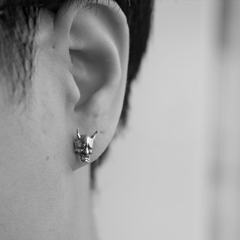 Biker Punk Schmuck Persönlichkeit Silberbeschichtet Gotischer Gehörnter Dämon Baby Ohrstecker Teufel Totenkopf Ohrstecker für Männer Frauen