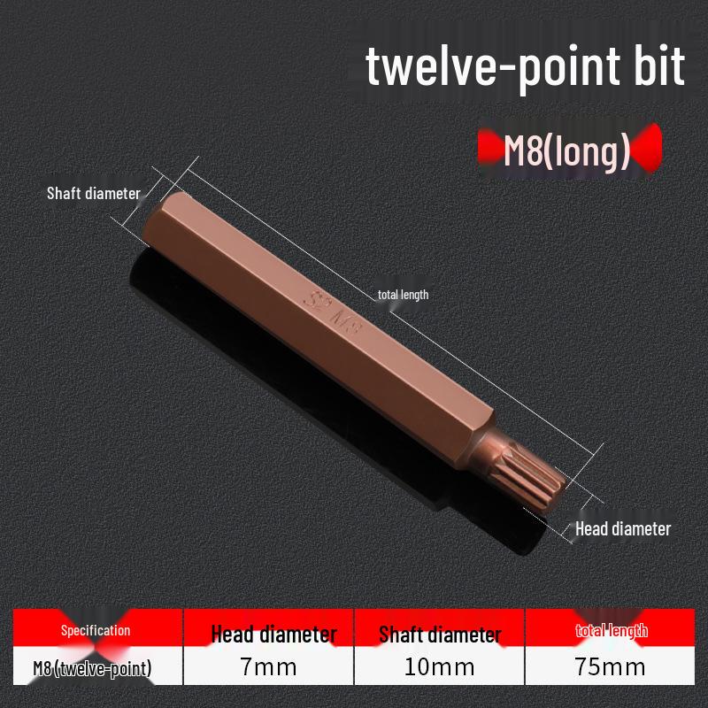 Hexagonal T30 Internal 6-Spline, 12-Point Star Key Socket M10 Tool, T40 Auto Repair.