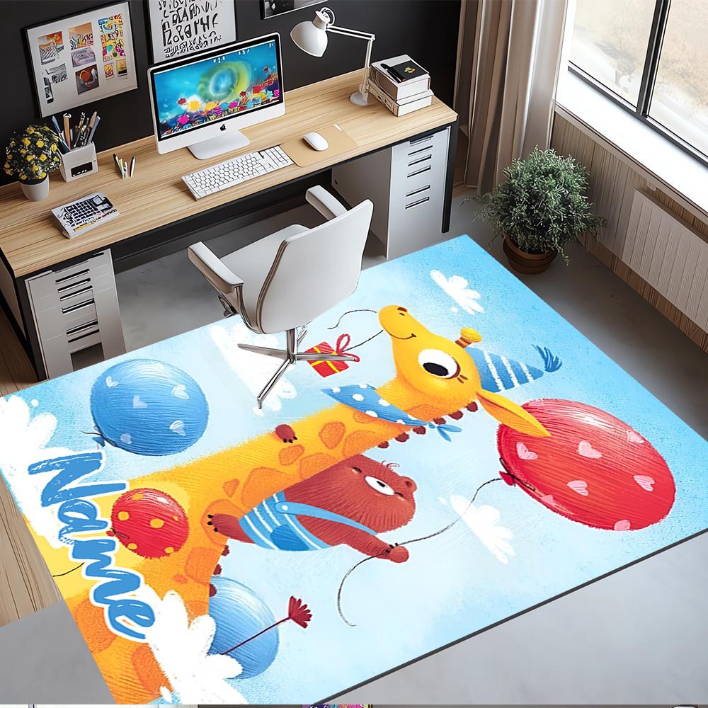 Custom Name Giraffe Printed Carpet,Rug for Office Chair Living Room Bedroom Kitchen Room Decor Gifts.