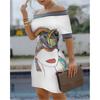 Women Clothing Off-shoulder Print Slim Fit Sexy Maxi Dress