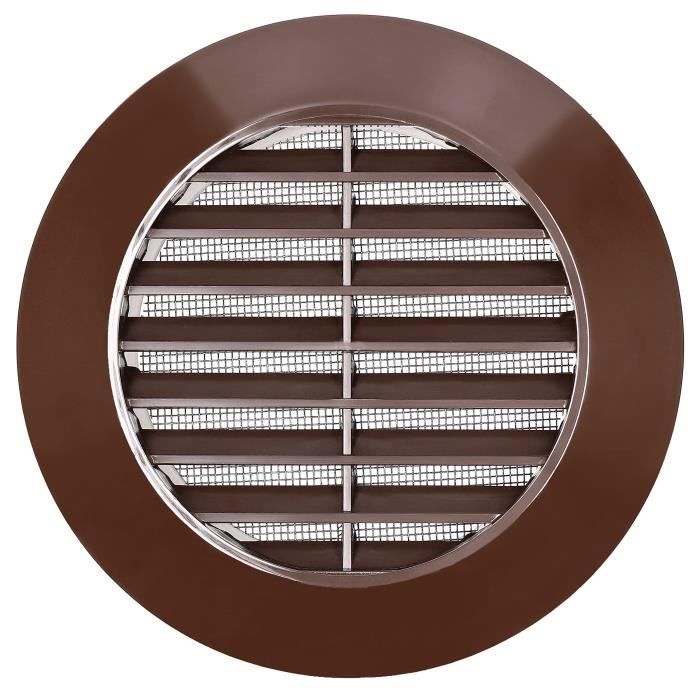Grille D'aération - KOTARBAU - Ronde - Diamètre 100 Mm - Plastique Marron - Moustiquaire Intégrée
