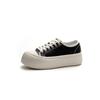 Cute big head shoes spring round head lace-up shallow mouth leather thick-soled white shoes student casual board shoes