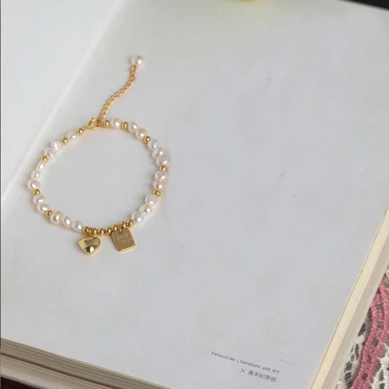 

Baroque Special-Shaped Freshwater Pearl Necklace Love Lucky Tag Collarbone Chain Temperament Cold Wind Neck Chain