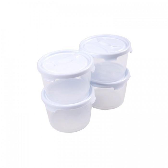 Wham Cuisine Round Food Box White Lid 300ml 4pk