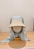 Floral Style Plaid Strap Headscarf Hats for Women Sunmmer Seadise Beach Vacation Sun Protection Fashion Versatile Sun Hat