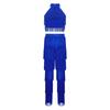 Children‘s Latin Dance Outfit Sleeveless Back Straps Crop Top Layered Tassels and Matching Elastic Waist Fringe Pants for Salsa Competition