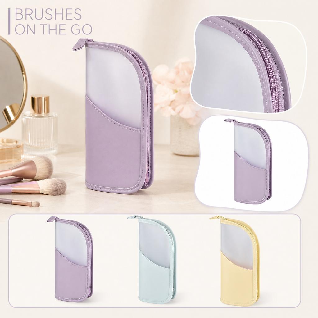 Make-up-Pinsel-Aufbewahrungstasche mit Reißverschluss Transparente Fronttasche Kompaktes Design Reise-Make-up-Organizer-Etui für Kosmetikpinsel und -werkzeuge