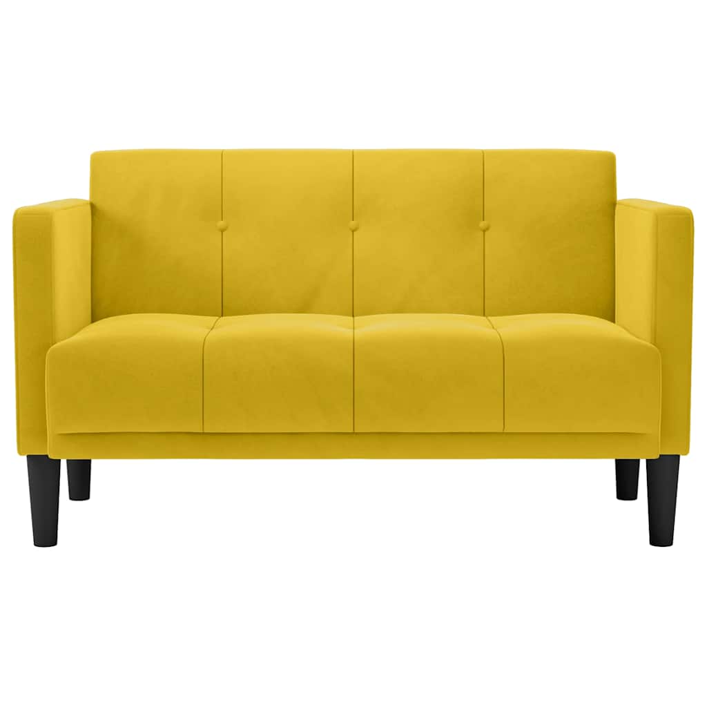 Two Seater Sofa Yellow 111 Cm Velvet