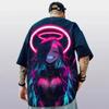 Herren Cyberpunk Anime Succubus 3D-Druck Oversized T-Shirt
