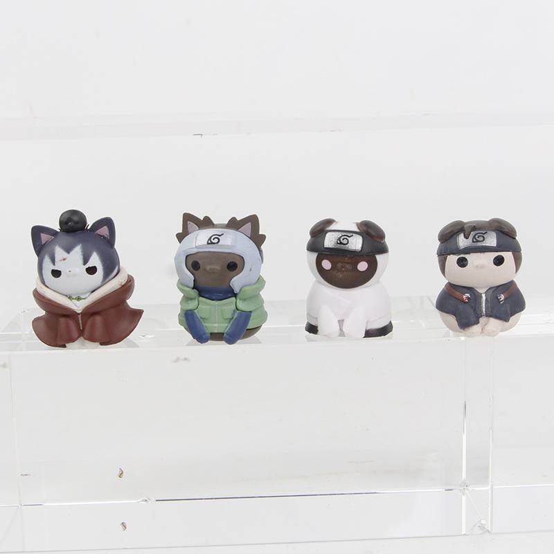 8pcs/set Anime New Naruto Kakashi Sasuke Cat Adorable Action Figure Doll Model Toys High Quality Durable Pendant