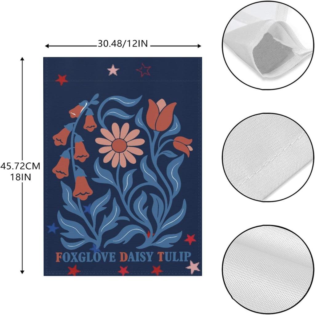 Foxglove Daisy Tulip Yard Flag 31*46CM One Size Double Sided, Inspirational Yard Flags